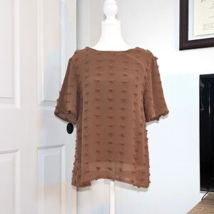 POLAGRAM Pom Pom Short Sleeve Blouse